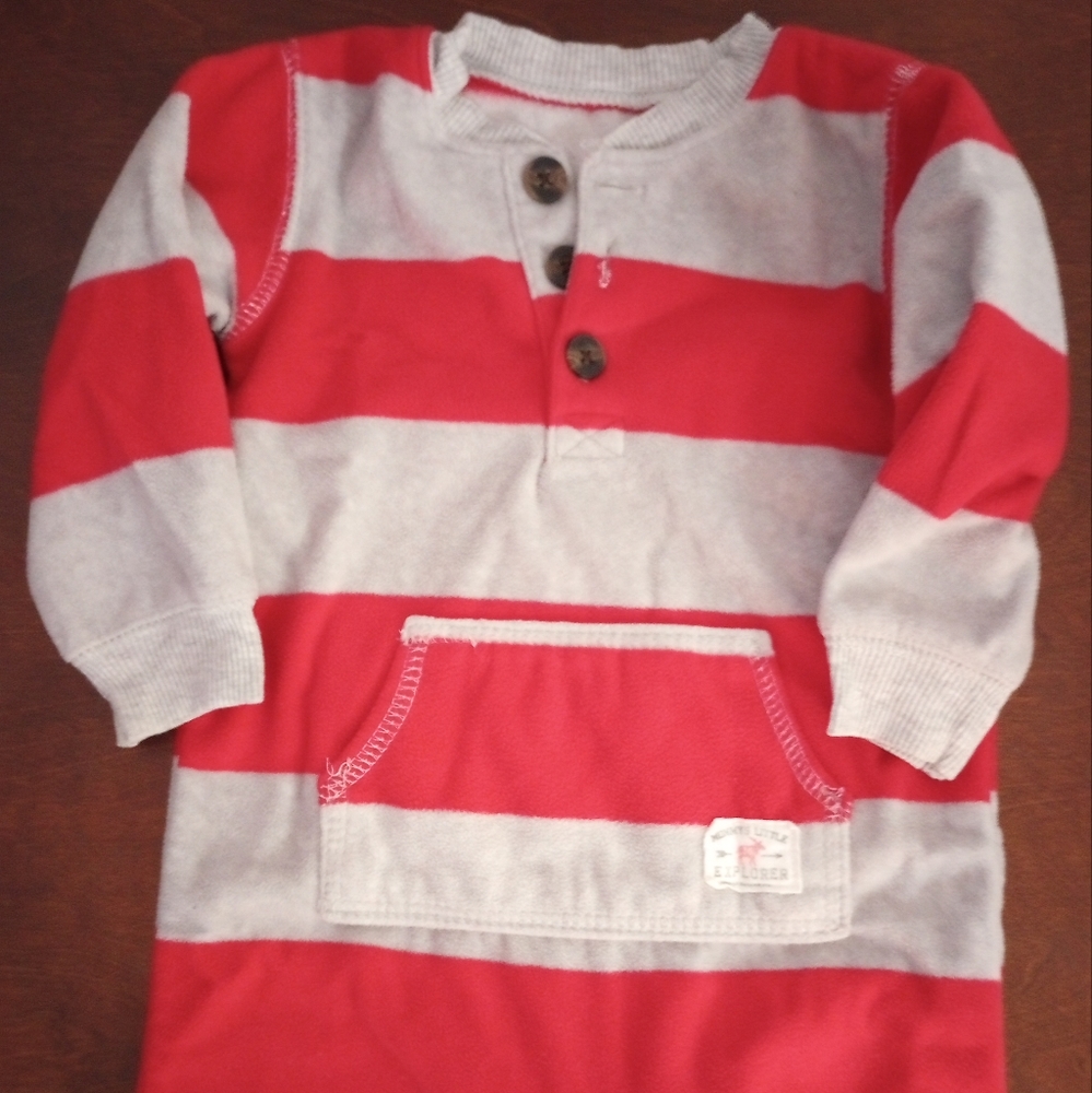 🍼🚼🎶 Carter's Red Grey Striped One Piece